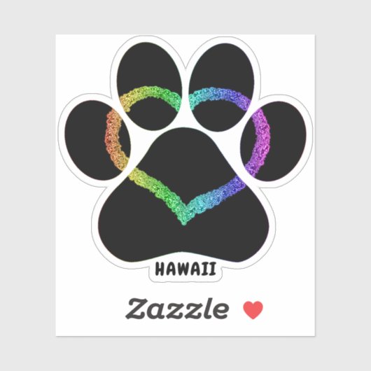 Hawaii Kat Love Rainbow Sticker (Vel)