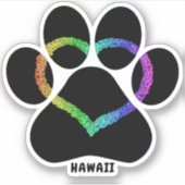 Hawaii Kat Love Rainbow Sticker (Voorkant)
