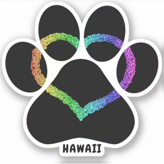 Hawaii Kat Love Rainbow Sticker (Voorkant)