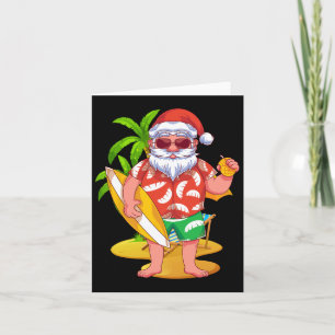 Hawaii Kerstman Surfen Tropische Zomer Kerstmis Kaart