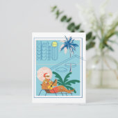 Hawaii Kerstmis Kerstman Reizen Tropisch Strand Feestdagenkaart (Staand voorkant)