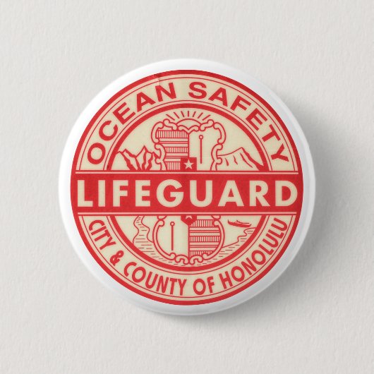Hawaii Lifeguard Logo Ronde Button 5,7 Cm (Voorkant)