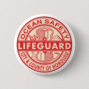 Hawaii Lifeguard Logo Ronde Button 5,7 Cm