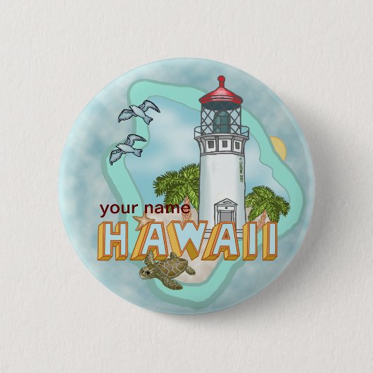 Hawaii Lighthouse pin-knop Ronde Button 5,7 Cm (Voorkant)