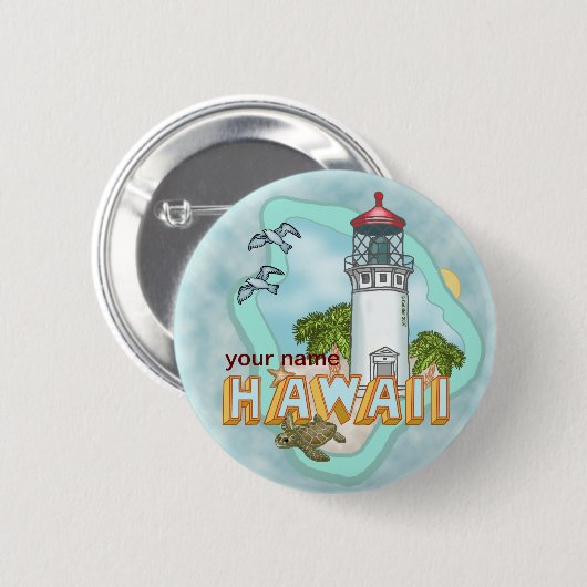 Hawaii Lighthouse pin-knop Ronde Button 5,7 Cm (Voorkant /achterkant)