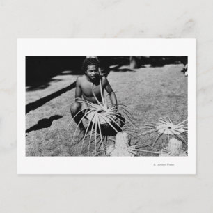 Hawaii - Mannen maken Kokosnoot Petten Foto Briefkaart