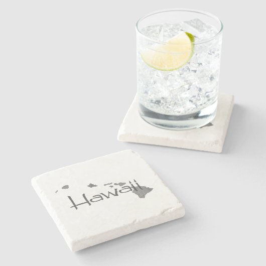 Hawaii Map:  grijs krijt Stenen Onderzetter (Zijkant)