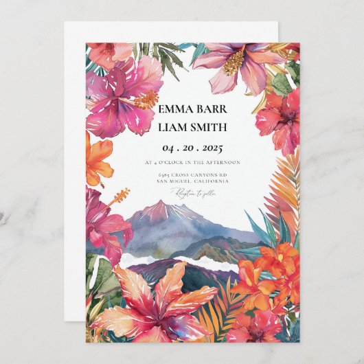 Hawaii Maui Faire-part de mariage (Devant / Derrière)