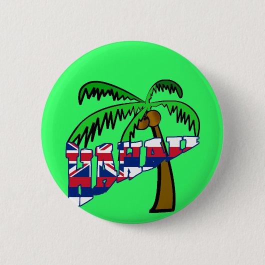 Hawaii met palmstructuurproducten ronde button 5,7 cm (Voorkant)