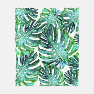 Hawaii Monstera Blad Tropisch Groen Modern Fleece Deken