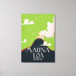 Hawaii Mount Loa Volcano Travel Poster Canvas Afdruk