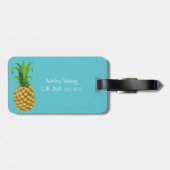 Hawaii Nene Goose State Bird & Pineapple Aqua Blue Bagagelabel (Achterkant horizontaal)