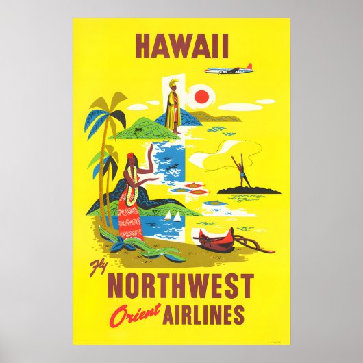 Hawaii - Northwest Orient Reisposter Prints (Voorkant)