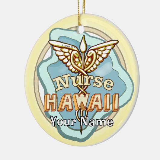 Hawaii Nurse Caduceus Keramisch Ornament (Links)