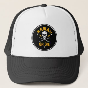 Hawaii of Die Skull Trucker Hat - Round Trucker Pet