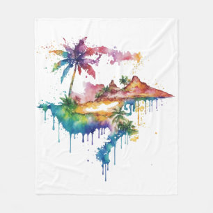 Hawaii ontwerp met kleurrijke splatters fleece deken