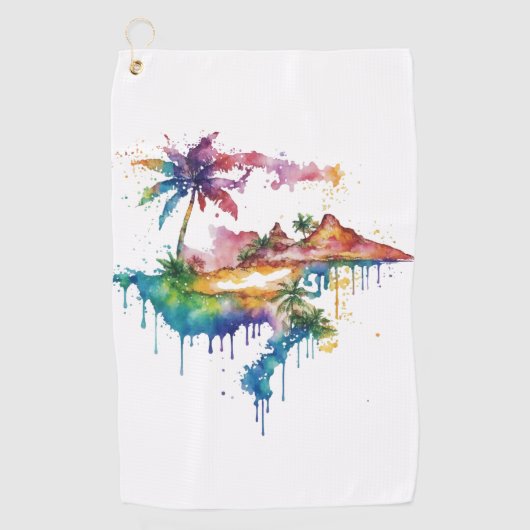 Hawaii ontwerp met kleurrijke splatters golfhanddoek (Voorkant)
