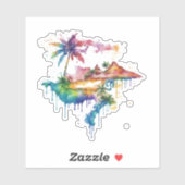 Hawaii ontwerp met kleurrijke splatters sticker (Vel)