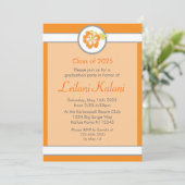 Hawaii orangé thème hibiscus graduation invitation (Debout devant)