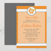 Hawaii orangé thème hibiscus graduation invitation (Devant / Derrière)