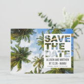 Hawaii Palm Tree Beach Weddenfoto Save The Date (Staand voorkant)