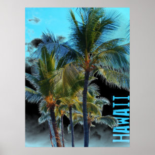 Hawaii palmboom kunst zwart poster