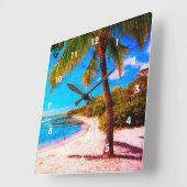 Hawaii palmboom tropisch strand  look foto vierkante klok (Hoek)