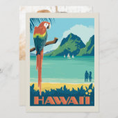 Hawaii | papegaai save the date (Voorkant / Achterkant)