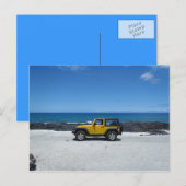 Hawaii plage scène jeep aventure carte postale (Devant / Derrière)