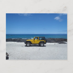 Hawaii plage scène jeep aventure carte postale