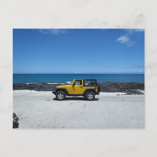 Hawaii plage scène jeep aventure carte postale (Devant)