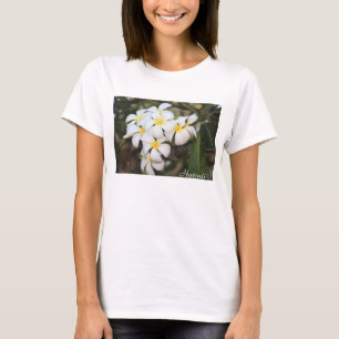 Hawaii, Plumeria, Fleurs blanches sur T-shirt fémi