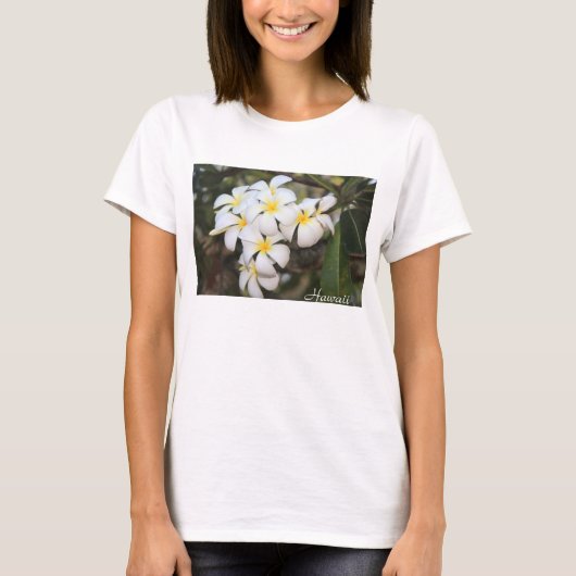 Hawaii, Plumeria, Fleurs blanches sur T-shirt fémi (Devant)