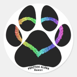 Hawaii Practice Aloha - Puppy Love Rainbow Ronde Sticker
