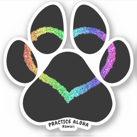 Hawaii Practice Aloha - Puppy Love Rainbow Sticker (Voorkant)