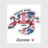 Hawaii Practice Aloha - Tribal Honu HIFlag Sticker (Vel)