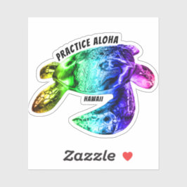 Hawaii Practice Aloha - Tribal Honu Rainbow Sticker