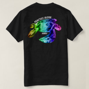 Hawaii Practice Aloha - Tribal Honu Rainbow T-shirt