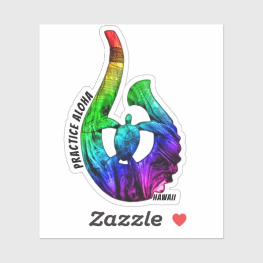 Hawaii Praktijk Aloha Honu Tribal Hook NeonRainbow Sticker (Vel)