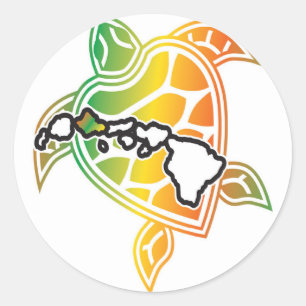 Hawaii Reggae Turtle Ronde Sticker