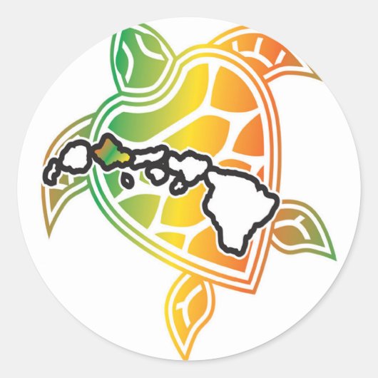 Hawaii Reggae Turtle Ronde Sticker (Voorkant)