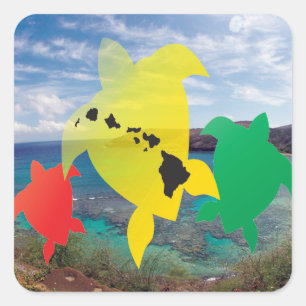 Hawaii Reggae Turtles Vierkante Sticker