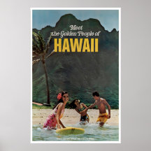 Hawaii Reisposter Hawaiaanse Kunst Retro Surfprint