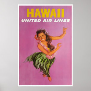 Hawaii Reisposter Kunst Hula Danser Verenigde Prin Poster