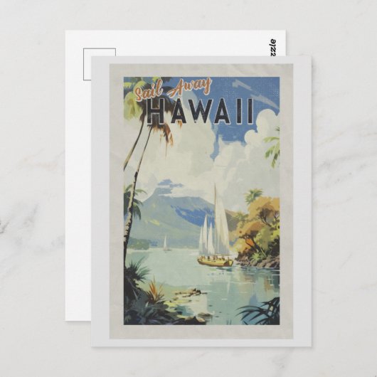 Hawaii Retro Reizen Vaar Weg Briefkaart (Voorkant / Achterkant)
