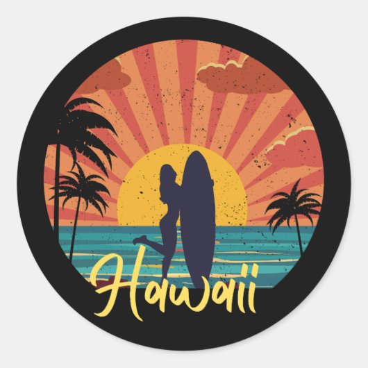 Hawaii Ronde Sticker (Voorkant)