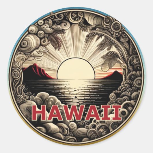 Hawaii  ronde sticker (Voorkant)