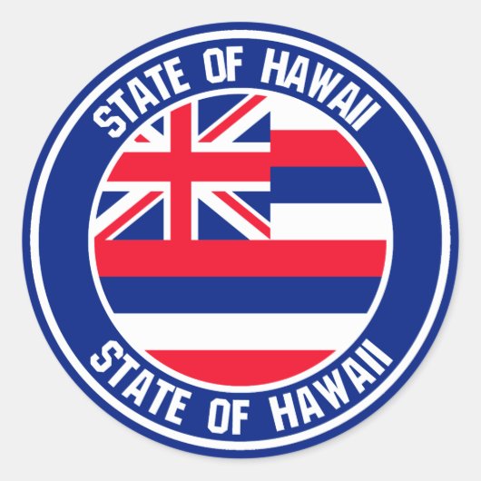 Hawaii Round Emblem Ronde Sticker (Voorkant)