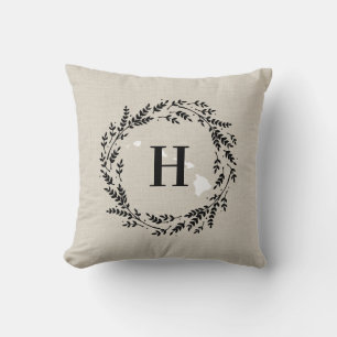 Hawaii rustieke krans monogram Sierkussen
