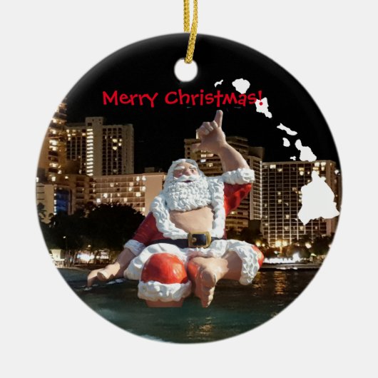Hawaii Santa- en Hawaii-eilanden Keramisch Ornament (Voorkant)